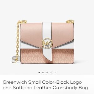 Greenwich Small Color-Block Logo and Saffiano Leather Crossbody Bag